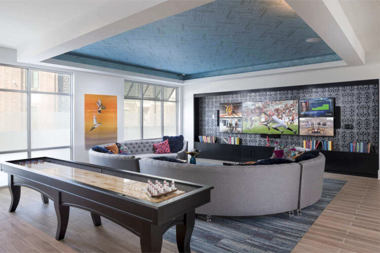 Interior lounge featuring an entertainment center